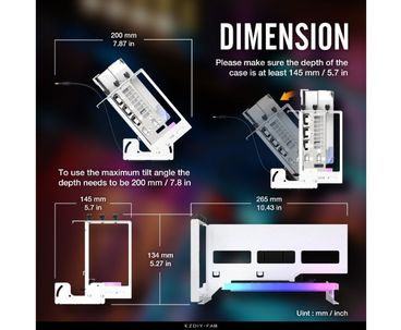 SOPORTE TARJETA GRAFICA VERTICAL PCIe 4.0 RGB BLANCO
