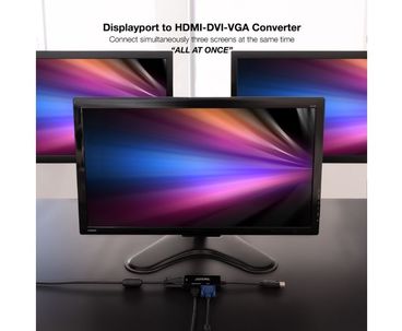 CONVERSOR DISPLAYPORT A HDMI/DVI/VGA 20CM NEGRO NANOCABLE