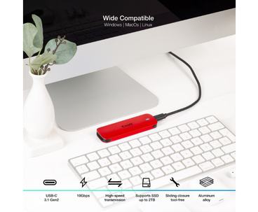 CAJA EXTERNA SSD M.2 NVMe ROJO TOOQ