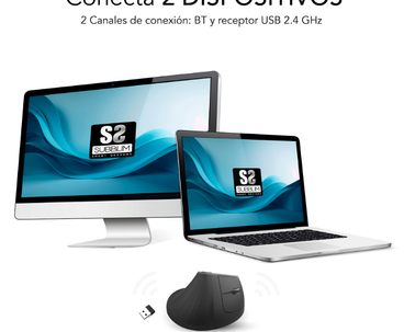 RATON OPTICO DUAL NATURE VERTICAL ERGO DUAL BATERIA NEGRO SUBBLIM