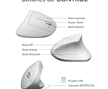 RATON OPTICO DUAL GLIDE VERTICAL ERGO DUAL BATERIA BLANCO SUBBLIM