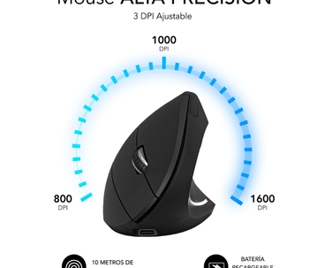 RATON OPTICO DUAL GLIDE VERTICAL ERGO DUAL BATERIA NEGRO SUBBLIM