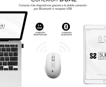 RATON OPTICO DUAL CURVE ERGO DUAL BATERIA BLANCO SUBBLIM