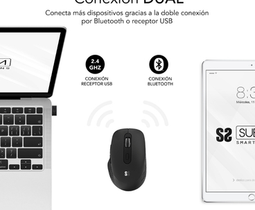 RATON OPTICO DUAL CURVE ERGO DUAL BATERIA NEGRO SUBBLIM