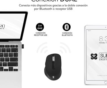 RATON OPTICO DUAL COMFORT ERGO DUAL BATERIA NEGRO SUBBLIM