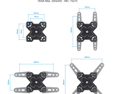 SOPORTE PARED 13"-43" GIRO/INCLINABLE LP1344TN-B TOOQ