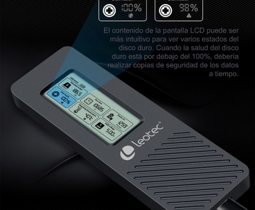CAJA EXTERNA SSD M.2 NVMe CON PANTALLA LCD NEGRO LEOTEC